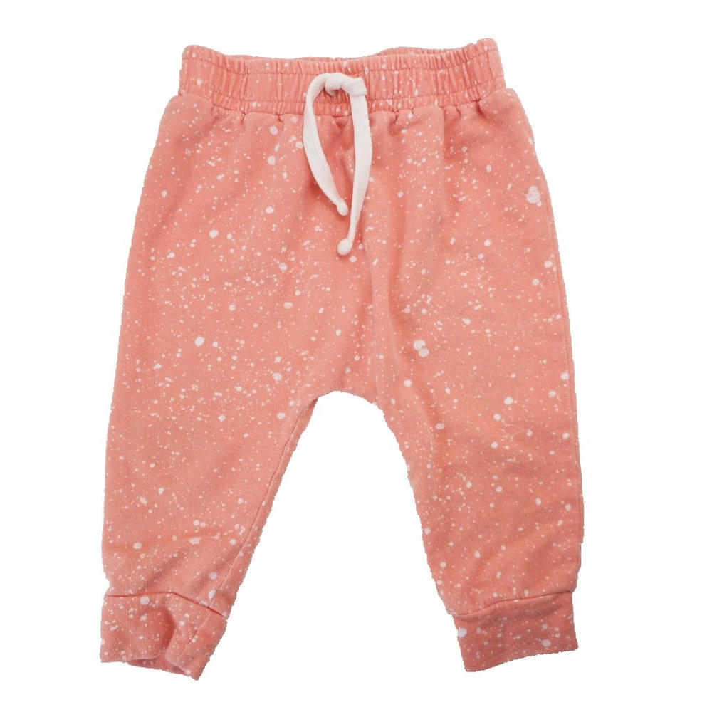 Stem Girls 12 Months Joggers Sweatpants Peach Speckled Organic Cotton